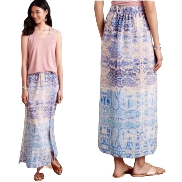 EUC Maeve “Waimea” Printed Watercolor Silk Maxi Skirt - Picture 1 of 11